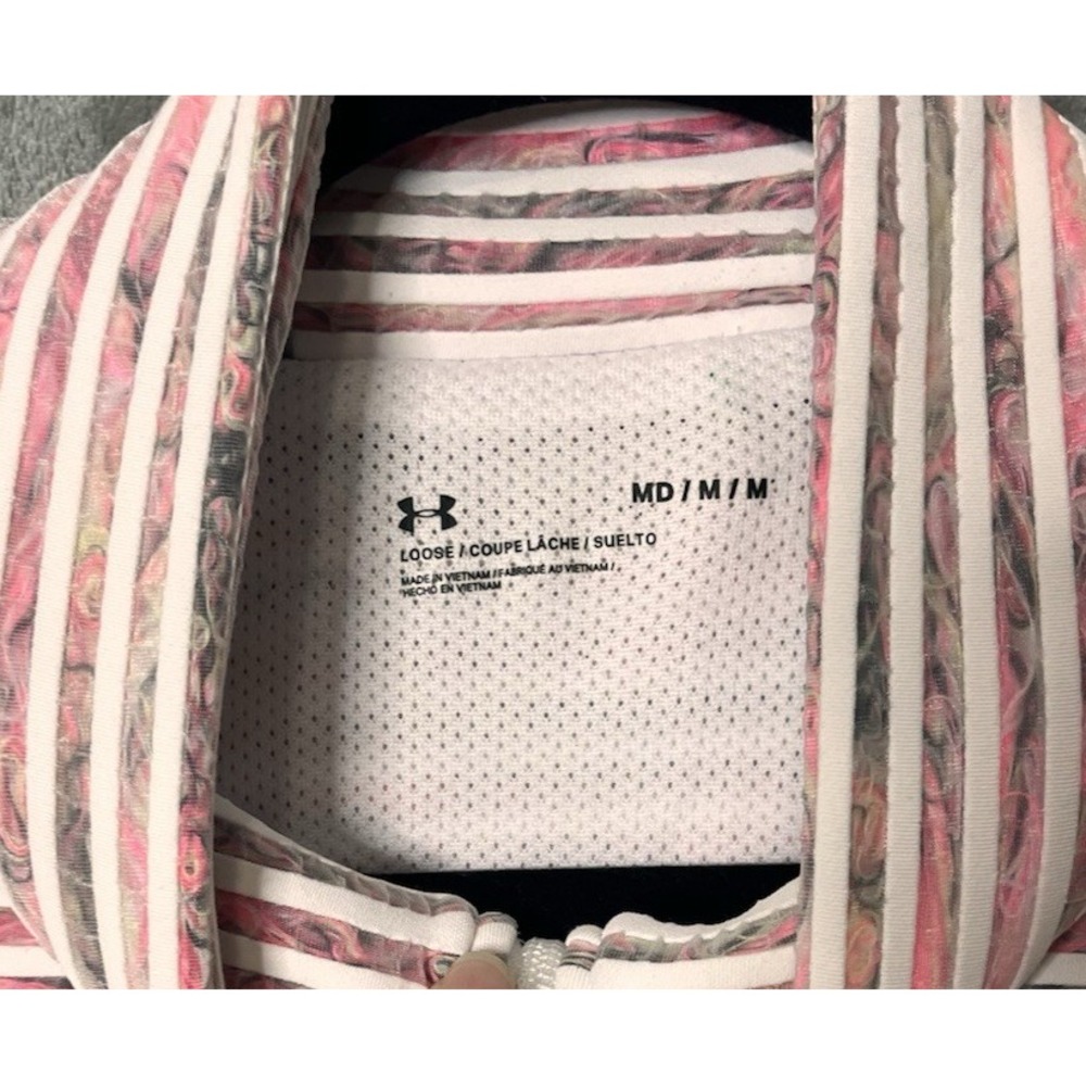 Under Armour White Pink Full Zip Jacket Medium Oversized Midweight - Picture 6 of 9